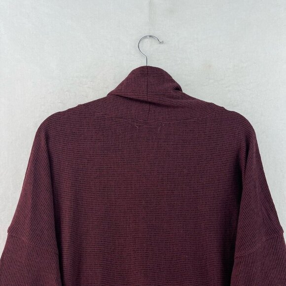 Max Studio Sweater Womens L Maroon Black Stripe Cowl Long Sleeve Pullover Preppy - Picture 8 of 12
